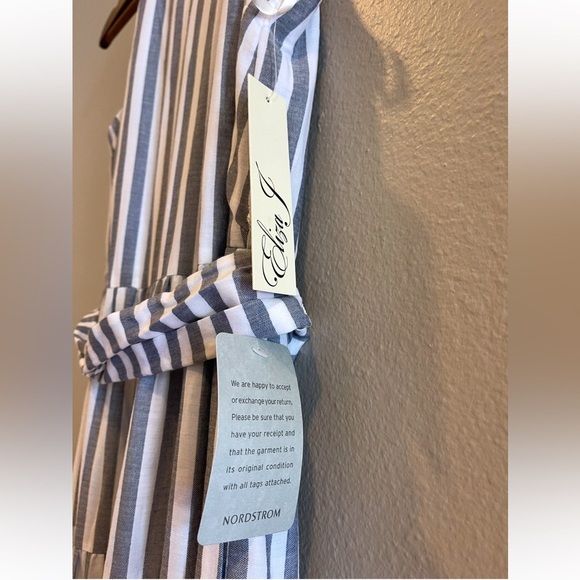 Eliza J Striped Summer Tiered Ruffle Tassel Trim Maxi Dress Preppy Sleeveless 2P - Picture 8 of 16